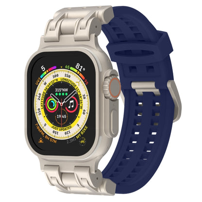 For Apple Watch Ultra 49mm Mecha Two Claw Silicone Watch Band(Midnight Blue) by bashfashion