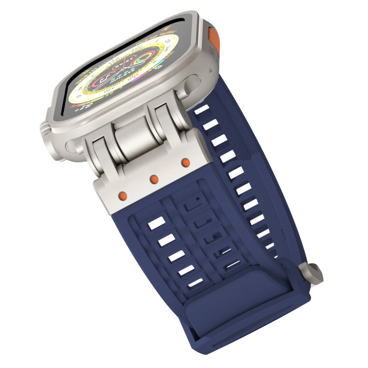 For Apple Watch Ultra 49mm Mecha Two Claw Silicone Watch Band(Midnight Blue) by bashfashion