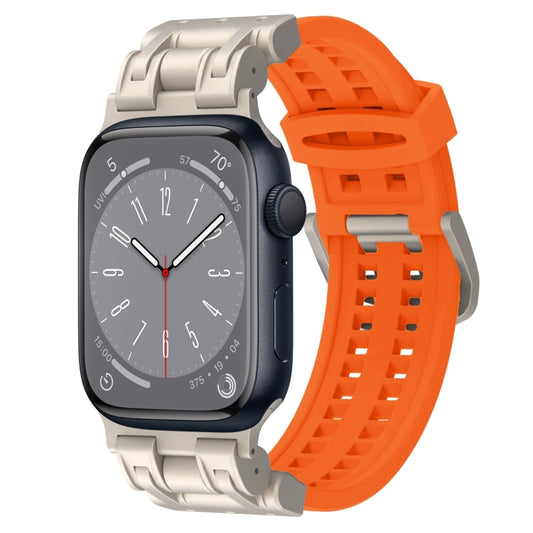 For Apple Watch Series 8 45mm Mecha Two Claw Silicone Watch Band(Orange) by bashfashion