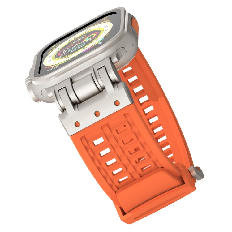 For Apple Watch Series 8 45mm Mecha Two Claw Silicone Watch Band(Orange) by bashfashion