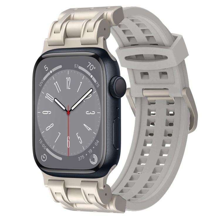 For Apple Watch Series 8 45mm Mecha Two Claw Silicone Watch Band(Cloud Gray) by bashfashion