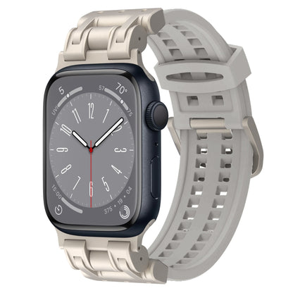 For Apple Watch Series 8 45mm Mecha Two Claw Silicone Watch Band(Cloud Gray) by bashfashion