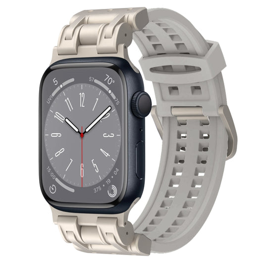 For Apple Watch Series 8 45mm Mecha Two Claw Silicone Watch Band(Cloud Gray) by bashfashion