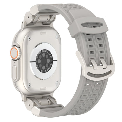 For Apple Watch Series 8 45mm Mecha Two Claw Silicone Watch Band(Cloud Gray) by bashfashion