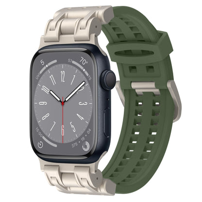 For Apple Watch Series 8 45mm Mecha Two Claw Silicone Watch Band(Forest Green) by bashfashion