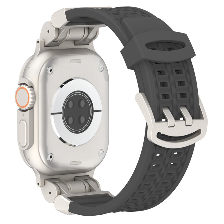 For Apple Watch Series 8 45mm Mecha Two Claw Silicone Watch Band(Gray) by bashfashion