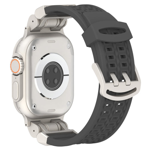 For Apple Watch Series 8 45mm Mecha Two Claw Silicone Watch Band(Gray) by bashfashion