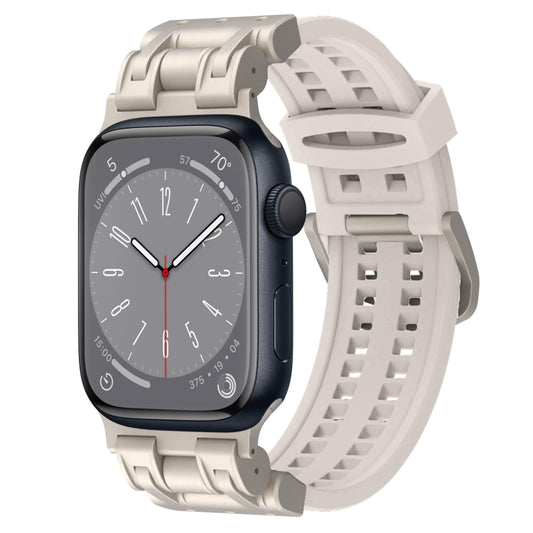For Apple Watch Series 8 45mm Mecha Two Claw Silicone Watch Band(Starlight) by bashfashion