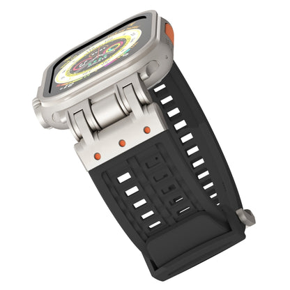 For Apple Watch Series 8 45mm Mecha Two Claw Silicone Watch Band(Black) by bashfashion