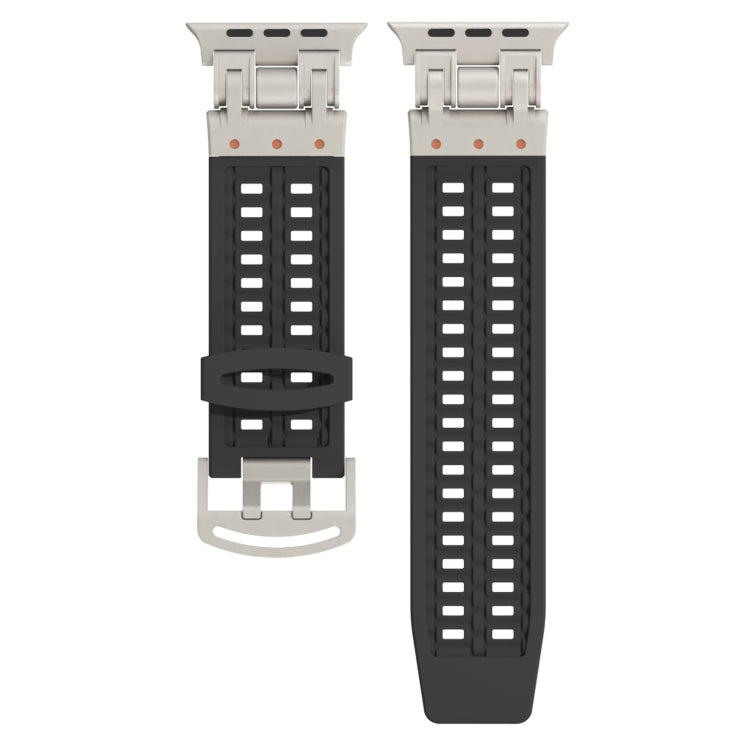 For Apple Watch Series 8 45mm Mecha Two Claw Silicone Watch Band(Black) by bashfashion