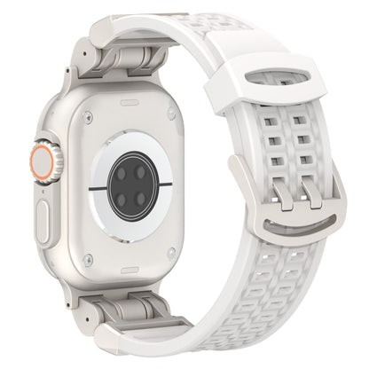 For Apple Watch Series 8 45mm Mecha Two Claw Silicone Watch Band(White) by bashfashion