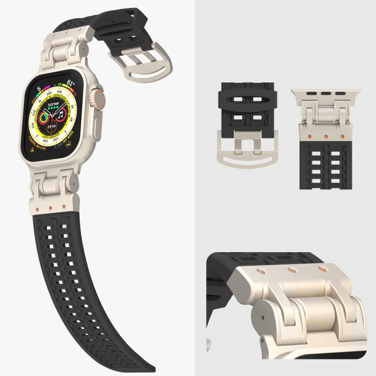 For Apple Watch Ultra 49mm Mecha Two Claw Silicone Watch Band(White) by bashfashion