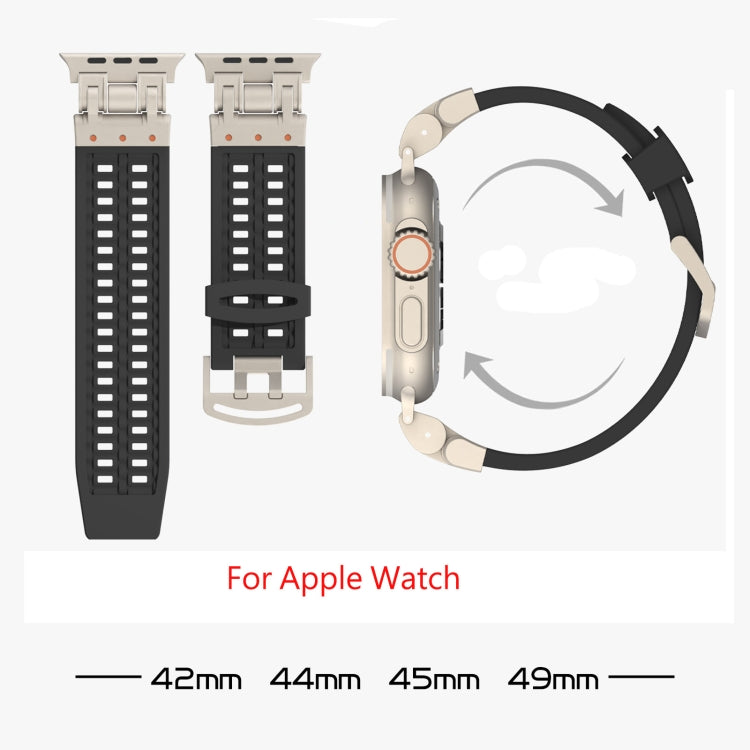 For Apple Watch Series 8 45mm Mecha Two Claw Silicone Watch Band(Cloud Gray) by bashfashion