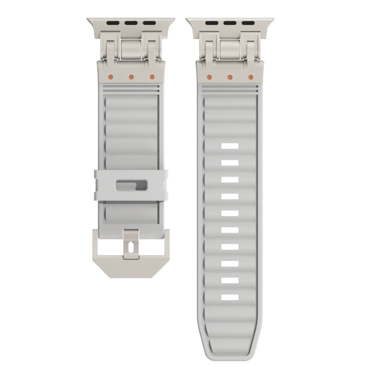 For Apple Watch Ultra 2 49mm Metal Mecha Plaid Silicone Watch Band(Cloud Gray) by bashfashion