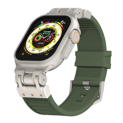 For Apple Watch Ultra 2 49mm Metal Mecha Plaid Silicone Watch Band(Forest Green) by bashfashion