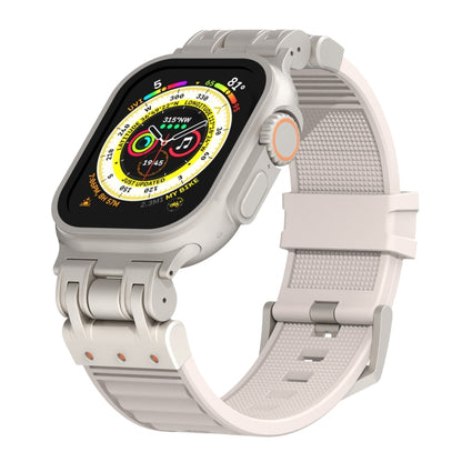 For Apple Watch Ultra 2 49mm Metal Mecha Plaid Silicone Watch Band(Starlight) by bashfashion