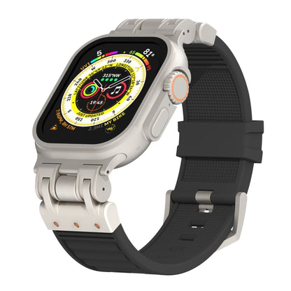 For Apple Watch Ultra 2 49mm Metal Mecha Plaid Silicone Watch Band(Black) by bashfashion