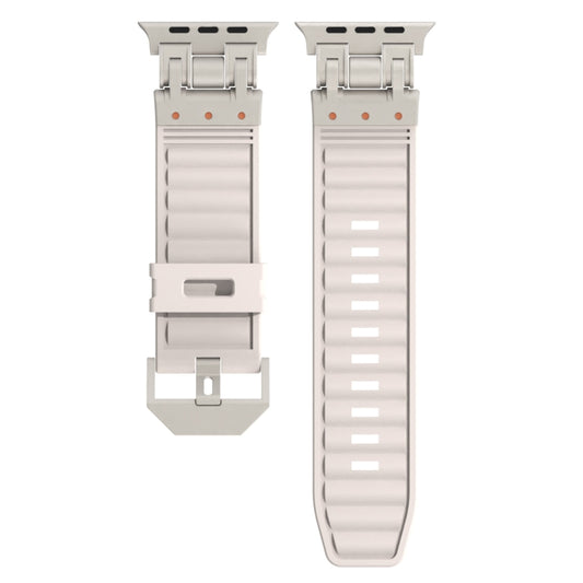 For Apple Watch Series 9 45mm Metal Mecha Plaid Silicone Watch Band(Starlight) by bashfashion