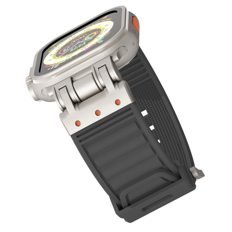 For Apple Watch Ultra 49mm Metal Mecha Plaid Silicone Watch Band(Dark Gray) by bashfashion