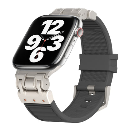 For Apple Watch Series 7 45mm Metal Mecha Plaid Silicone Watch Band(Dark Gray) by bashfashion