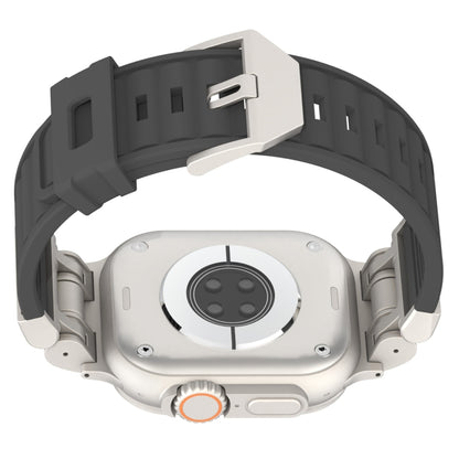 For Apple Watch Series 7 45mm Metal Mecha Plaid Silicone Watch Band(Dark Gray) by bashfashion