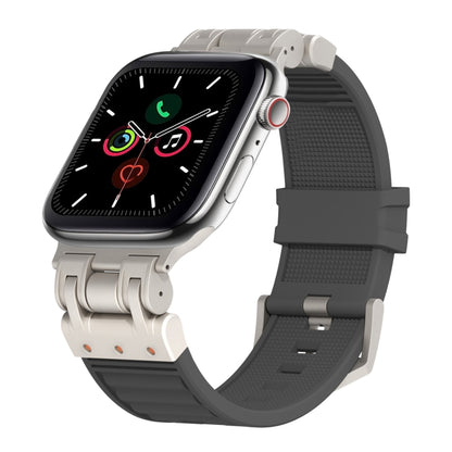 For Apple Watch Series 5 44mm Metal Mecha Plaid Silicone Watch Band(Dark Gray) by bashfashion