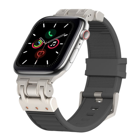 For Apple Watch Series 5 44mm Metal Mecha Plaid Silicone Watch Band(Dark Gray) by bashfashion