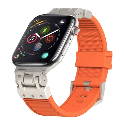 For Apple Watch Series 4 44mm Metal Mecha Plaid Silicone Watch Band(Orange) by bashfashion