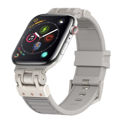 For Apple Watch Series 4 44mm Metal Mecha Plaid Silicone Watch Band(Cloud Gray) by bashfashion