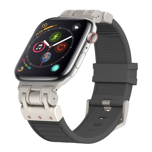 For Apple Watch Series 4 44mm Metal Mecha Plaid Silicone Watch Band(Dark Gray) by bashfashion