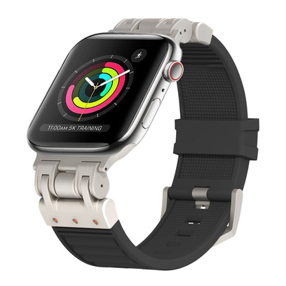 For Apple Watch Series 3 42mm Metal Mecha Plaid Silicone Watch Band(Black) by bashfashion