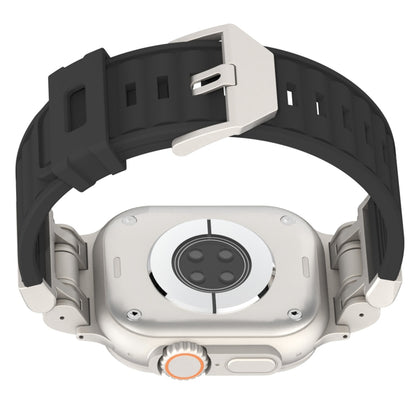 For Apple Watch Series 3 42mm Metal Mecha Plaid Silicone Watch Band(Black) by bashfashion