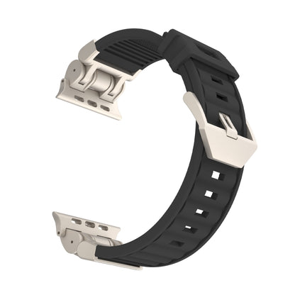 For Apple Watch SE 2022 44mm Metal Mecha Plaid Silicone Watch Band(Forest Green) by bashfashion