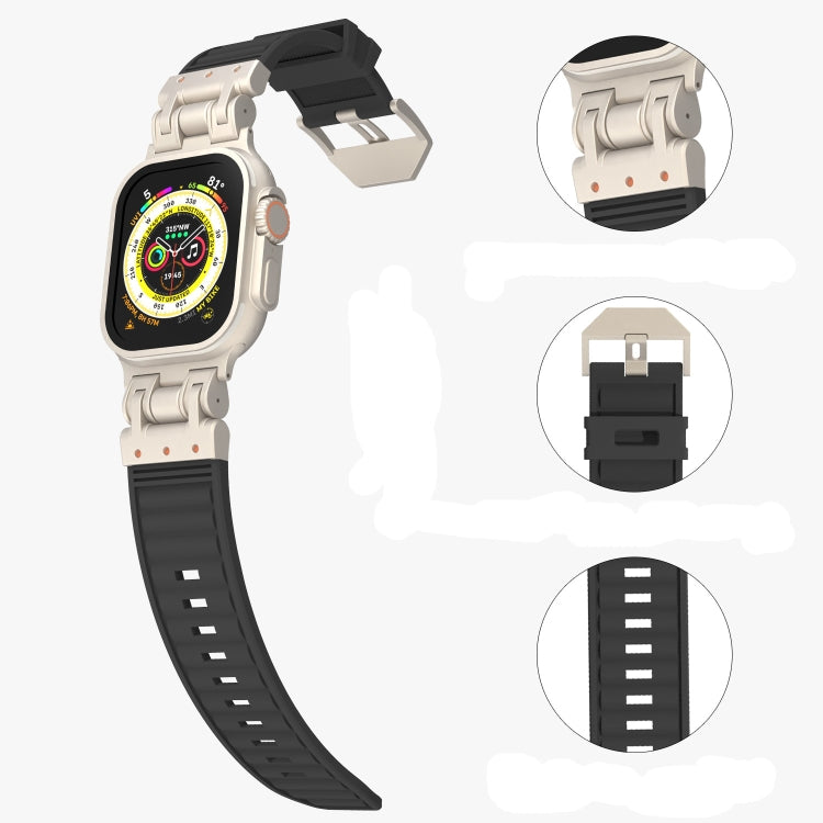 For Apple Watch Ultra 49mm Metal Mecha Plaid Silicone Watch Band(Orange) by bashfashion