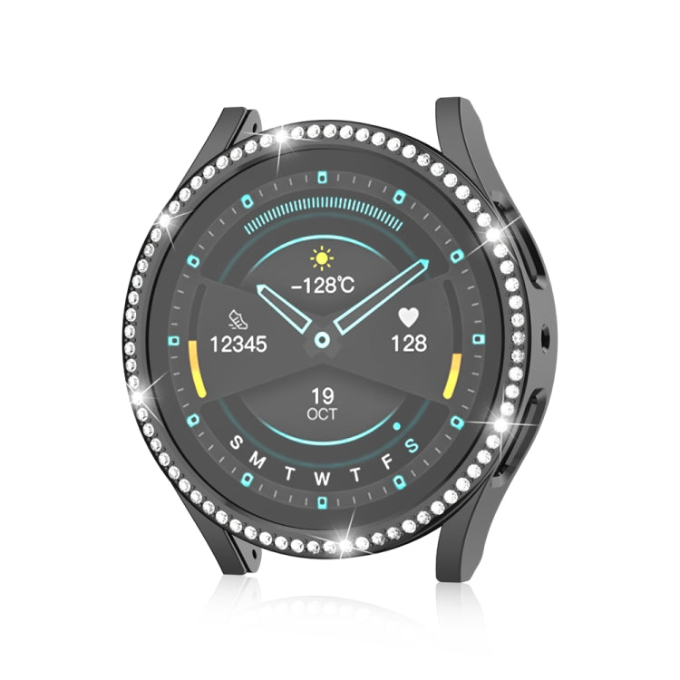 For Samsung Galaxy Watch 7 40mm Single Diamond Hollow PC Watch Protective Case(Black) by bashfashion