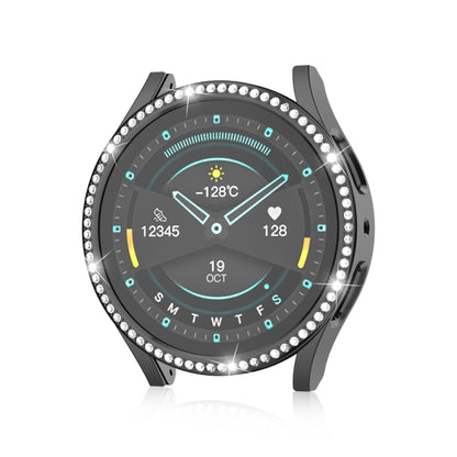 For Samsung Galaxy Watch 7 40mm Single Diamond Hollow PC Watch Protective Case(Black) by bashfashion