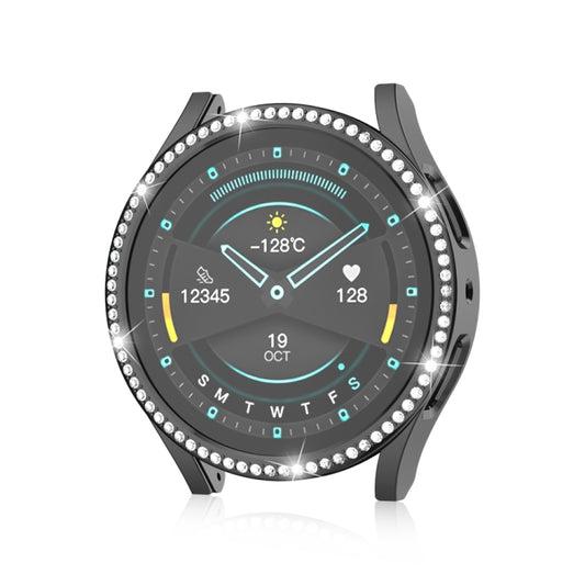 For Samsung Galaxy Watch 7 40mm Single Diamond Hollow PC Watch Protective Case(Black) by bashfashion