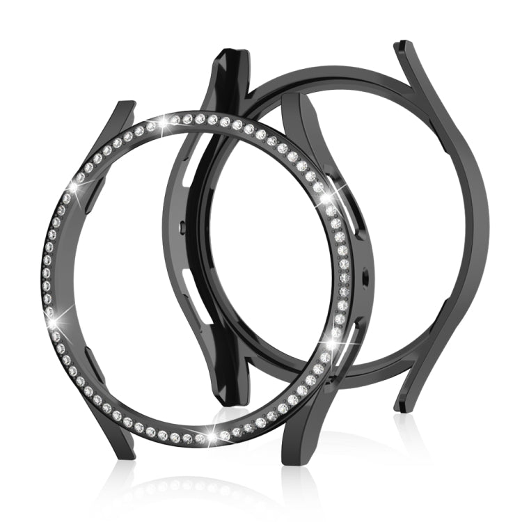 For Samsung Galaxy Watch 7 40mm Single Diamond Hollow PC Watch Protective Case(Black) by bashfashion