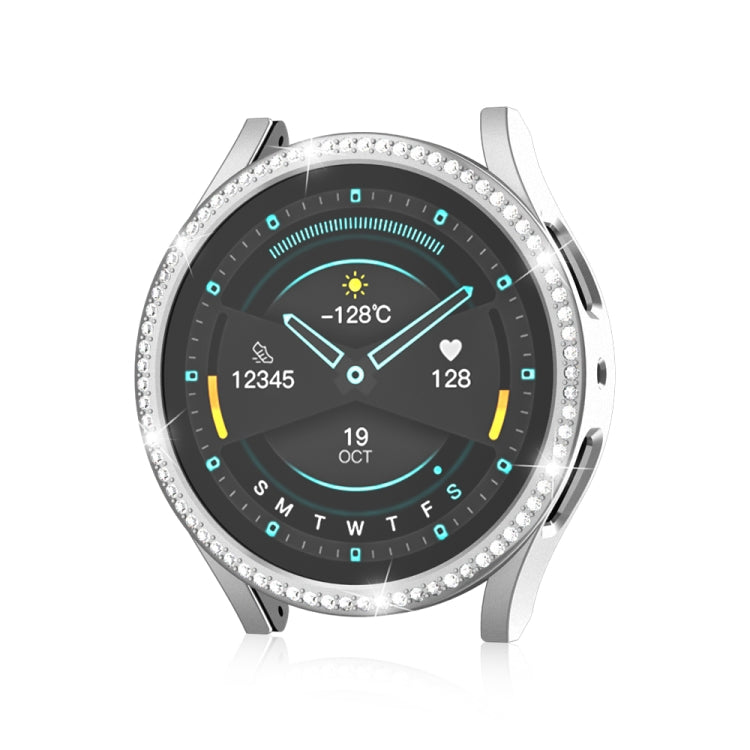 For Samsung Galaxy Watch 7 40mm Single Diamond Hollow PC Watch Protective Case(Silver) by bashfashion