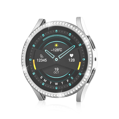 For Samsung Galaxy Watch 7 40mm Single Diamond Hollow PC Watch Protective Case(Silver) by bashfashion