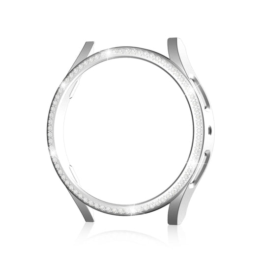 For Samsung Galaxy Watch 7 40mm Single Diamond Hollow PC Watch Protective Case(Silver) by bashfashion