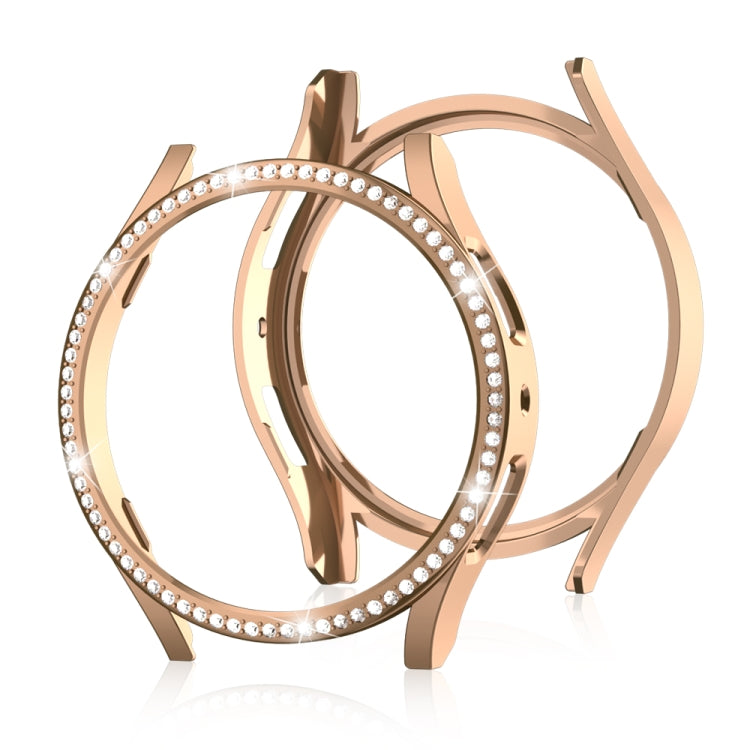 For Samsung Galaxy Watch 7 40mm Single Diamond Hollow PC Watch Protective Case(Rose Gold) by bashfashion