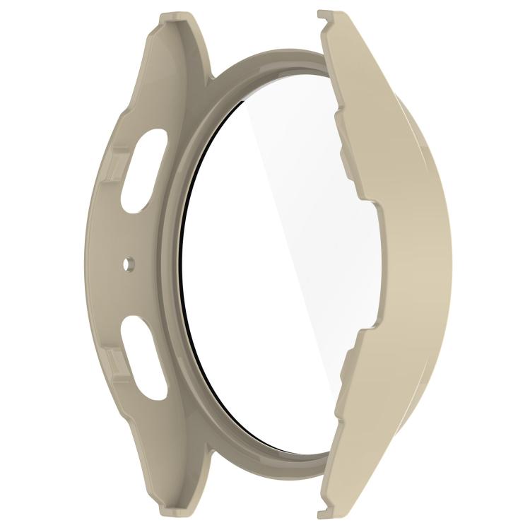 For Samsung Galaxy Watch 7 44mm Tempered Film Integrated Waterproof PC Watch Protective Cover(Ivory) by bashfashion