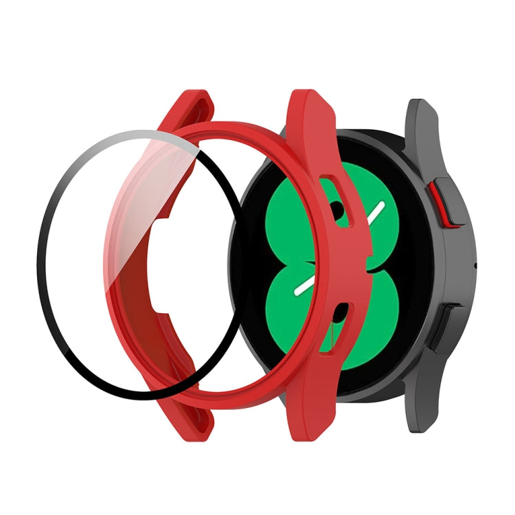For Samsung Galaxy Watch FE 40mm PC + Tempered Glass Film Integrated Watch Protective Case(Red) by bashfashion