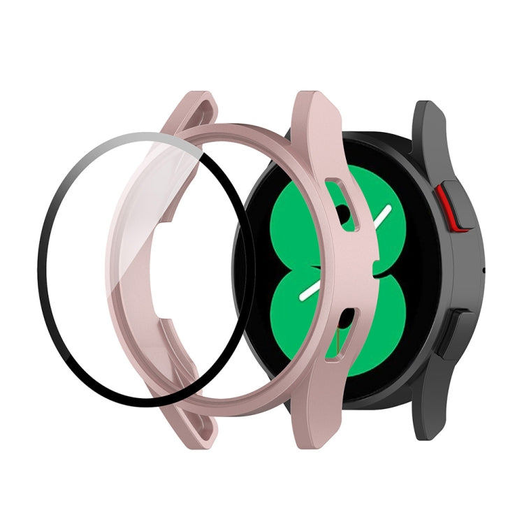 For Samsung Galaxy Watch FE 40mm PC + Tempered Glass Film Integrated Watch Protective Case(Rose Gold) by bashfashion