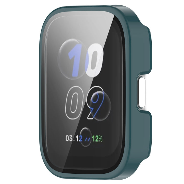 For Amazfit bip5 Unity PC + Tempered Glass Film Integrated Watch Protective Case(Pine Needle Green) by bashfashion