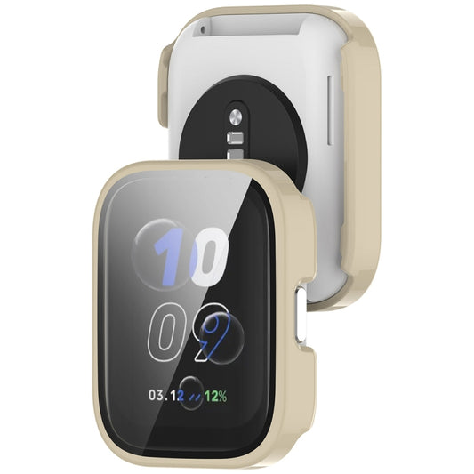 For Amazfit bip5 Unity PC + Tempered Glass Film Integrated Watch Protective Case(Ivory White) by bashfashion