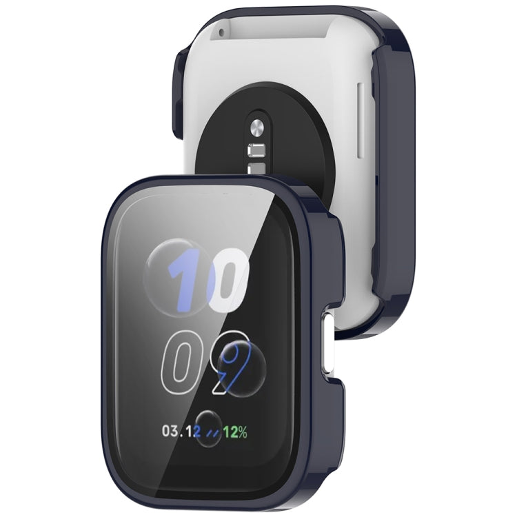 For Amazfit bip5 Unity PC + Tempered Glass Film Integrated Watch Protective Case(Ink Blue) by bashfashion