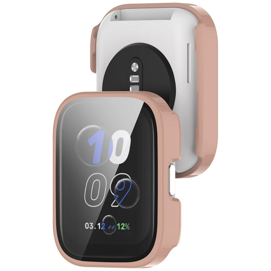 For Amazfit bip5 Unity PC + Tempered Glass Film Integrated Watch Protective Case(Sakura Pink) by bashfashion