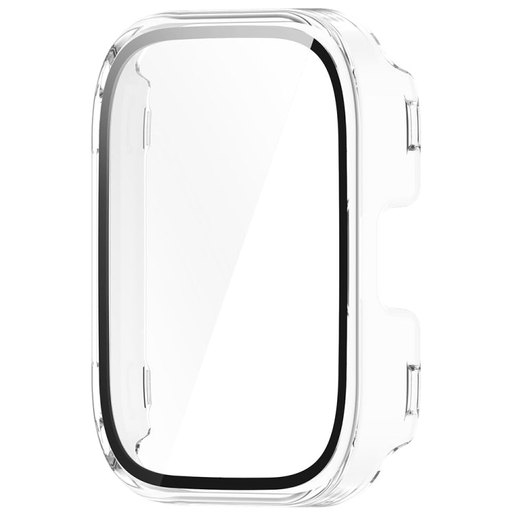 For Amazfit bip5 Unity PC + Tempered Glass Film Integrated Watch Protective Case(Transparent White) by bashfashion